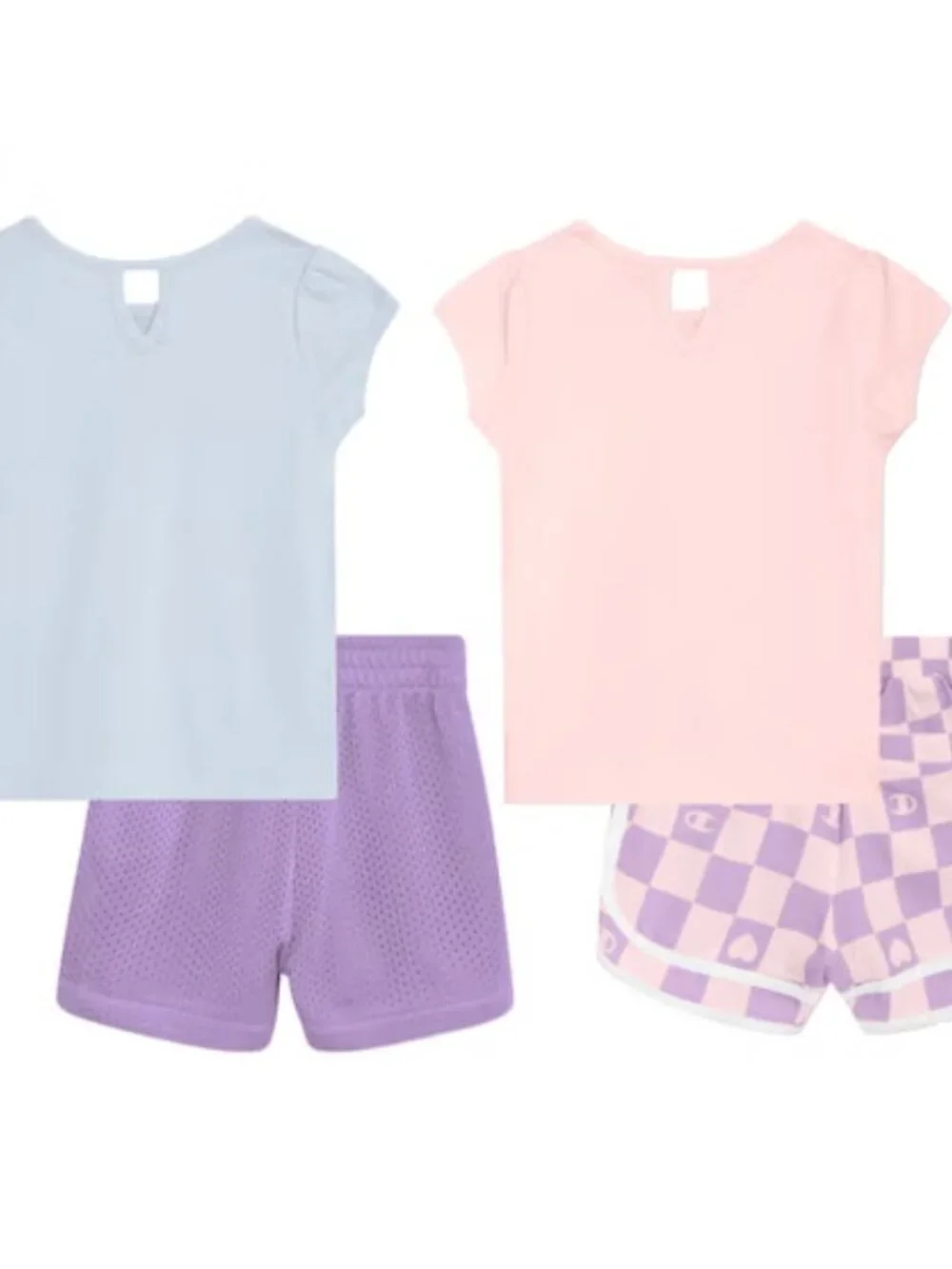 Champion Girls 4 Piece Tee Shorts Activewear Set Purple Pink Blue NWT 4T